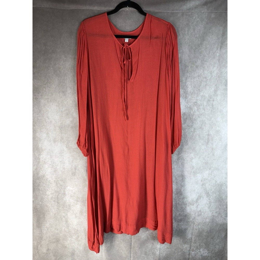 Cuyana Viscose Wool Knit Semi Sheer Tunic Dress Cover Up In Coral Size XS/S